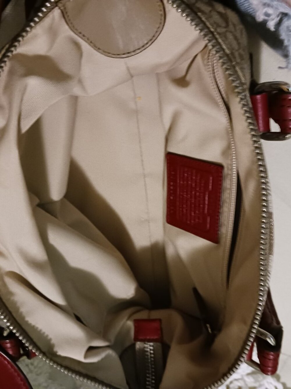 Coach Purse Red and Signature Tan - Picture 6 of 6